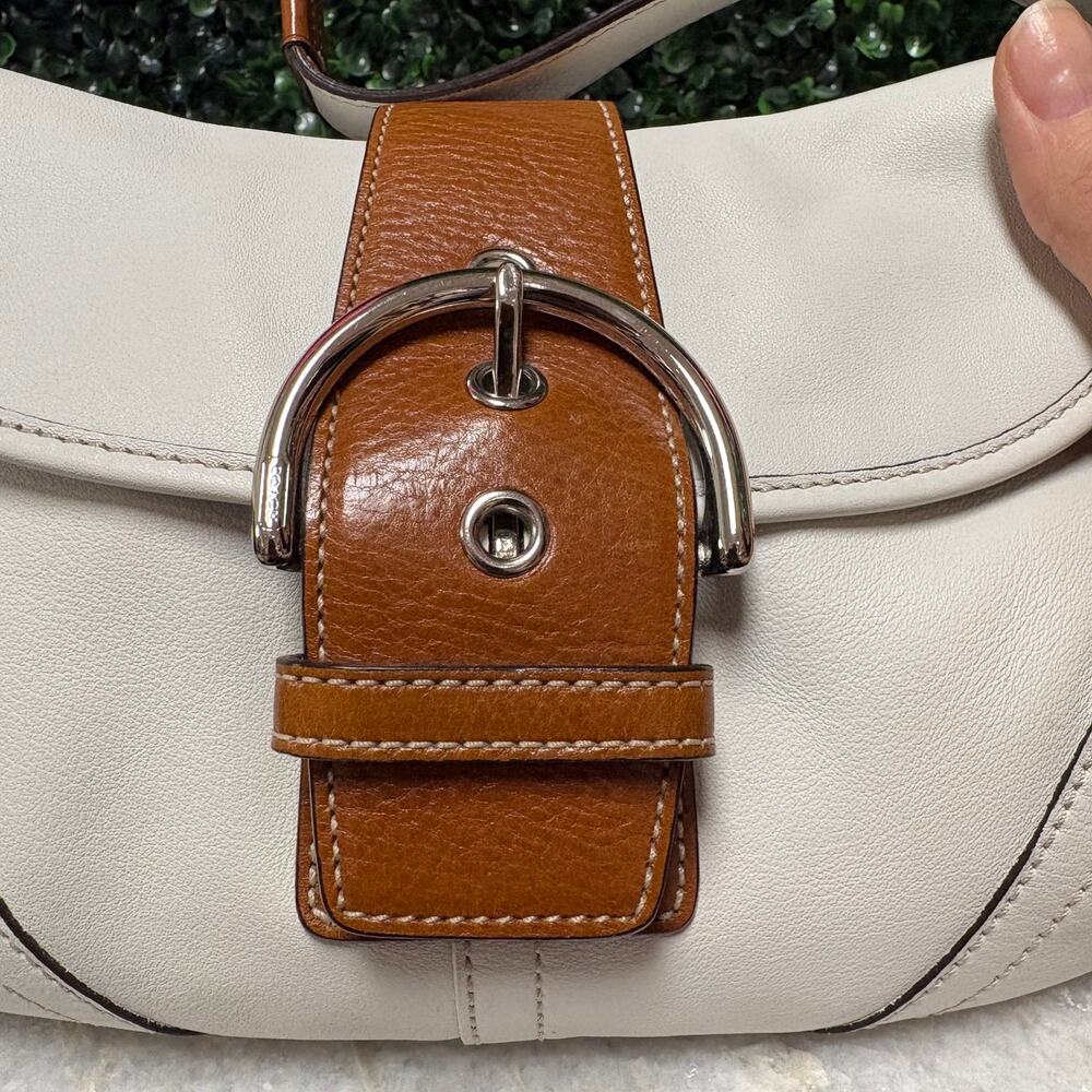 Coach SoHo Shoulder Bag white brown leather vintage y2k - Picture 7 of 15